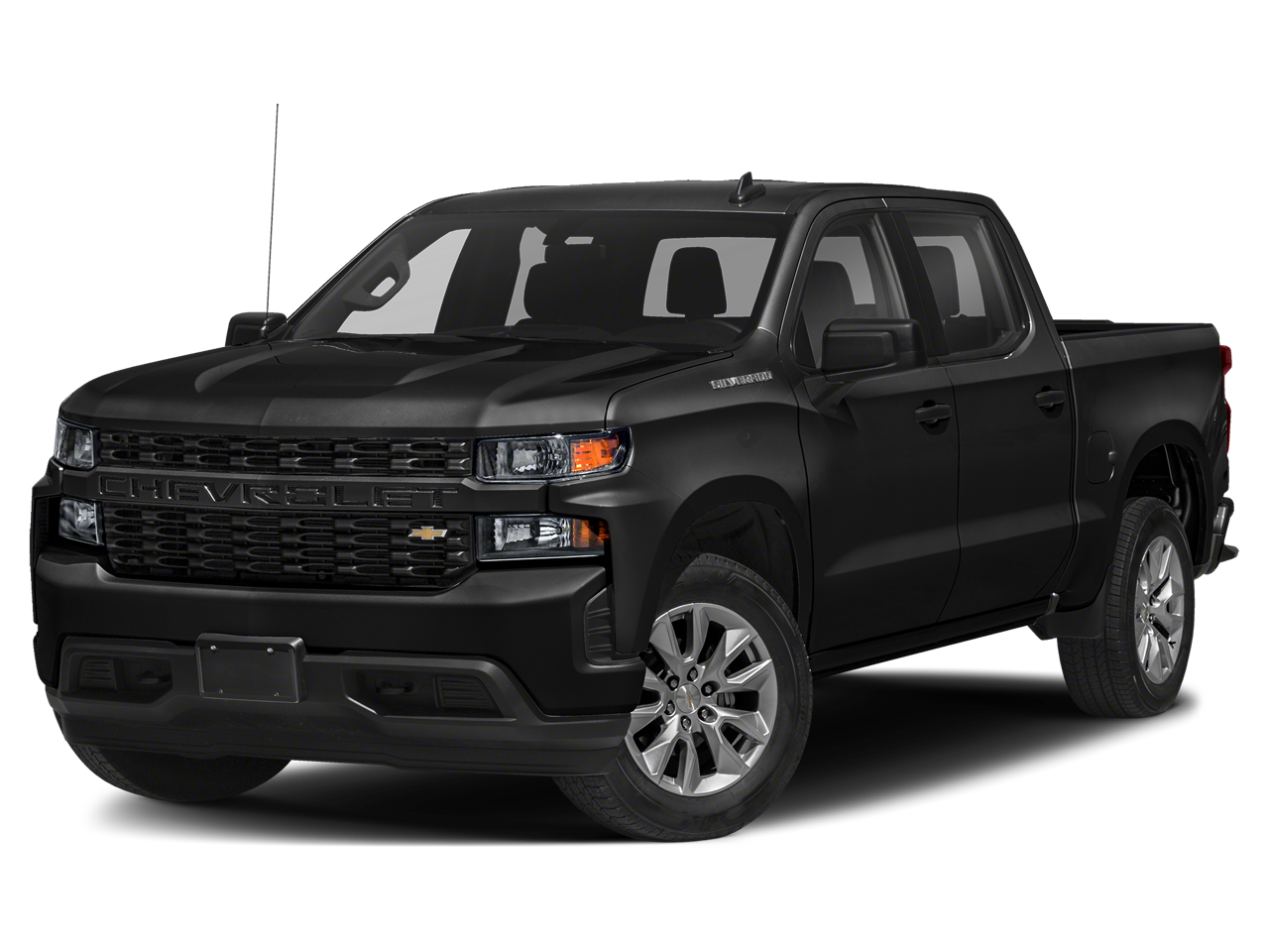2021 Chevrolet Silverado 1500 Custom in Satin Steel Metallic — front three-quarter view