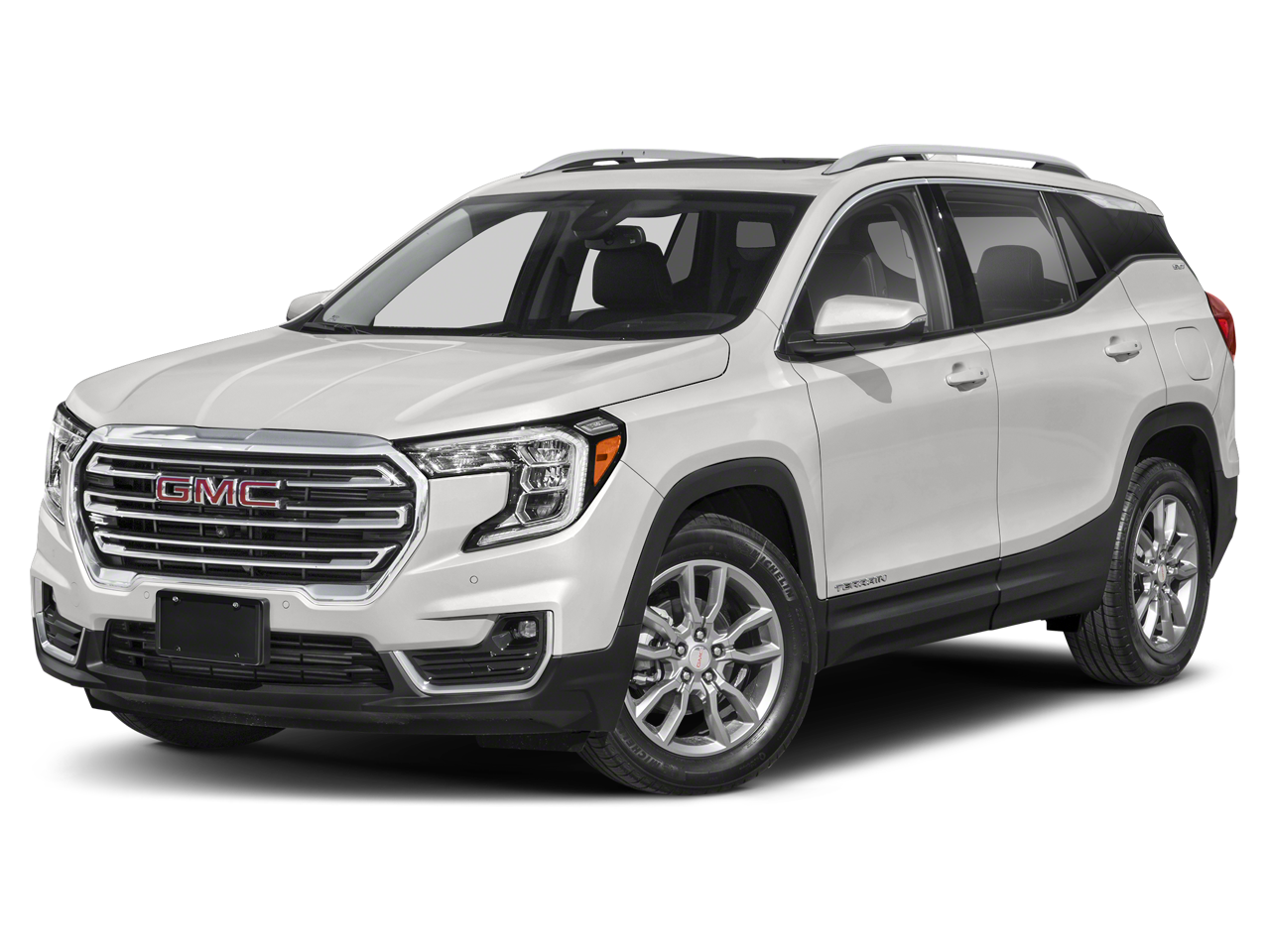 2023 GMC Terrain SLE in Sterling Metallic — front three-quarter view