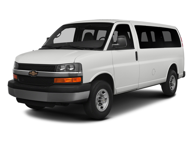 2014 Chevrolet Express Passenger 3500 LT in Summit White — front three-quarter view